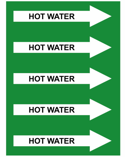 Hot Water Right Arrow Pipe Label (Sold Per Inch)
