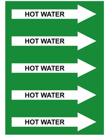 Hot Water Right Arrow Pipe Label (Sold Per Inch)