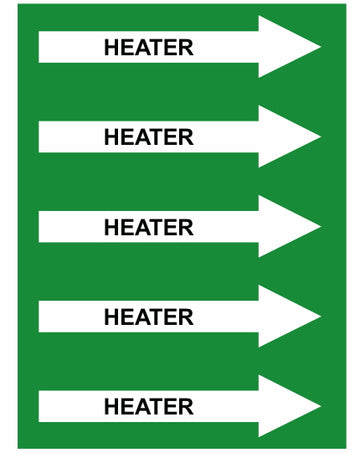 Heater Right Arrow Pipe Label (Sold Per Inch)