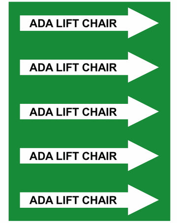 ADA Lift Chair Right Arrow Pipe Label (Sold Per Inch)