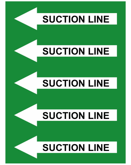 Suction Left Arrow Pipe Label (Sold Per Inch)