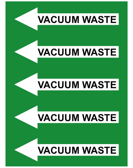 Vacuum Waste Left Arrow Pipe Label (Sold Per Inch)
