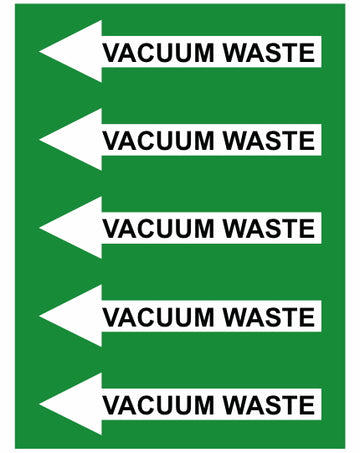 Vacuum Waste Left Arrow Pipe Label (Sold Per Inch)