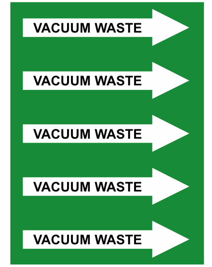 Vacuum Waste Right Arrow Pipe Label (Sold Per Inch)