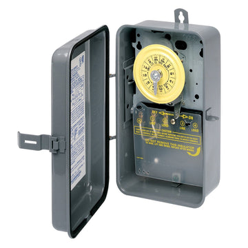 Mechanical 24-Hour Time Switch - SPST 120 Volts - Outdoor Gray Metal