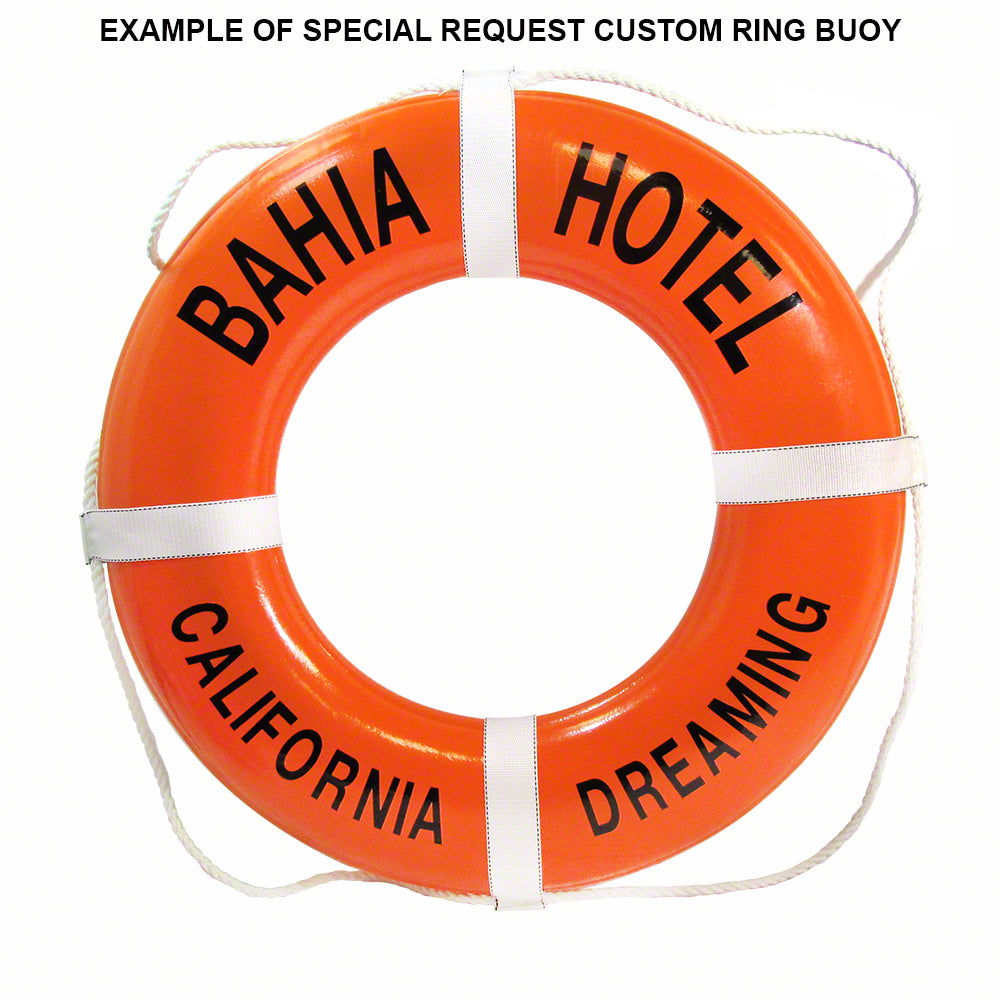 Personalized USCG Solid Foam 30 Inch Life Ring Buoy - Orange