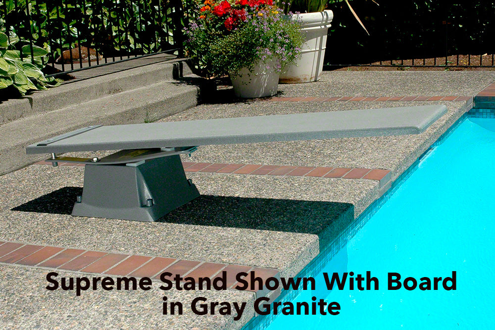 Supreme 658 Stand With 8 Foot Frontier III Diving Board - Gray Granite Stand - Granite Board With Matching Tread
