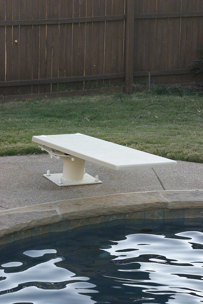 Cantilever 608 Stand With 8 Foot Frontier III Diving Board - White Stand - Pewter Gray Board With White Tread