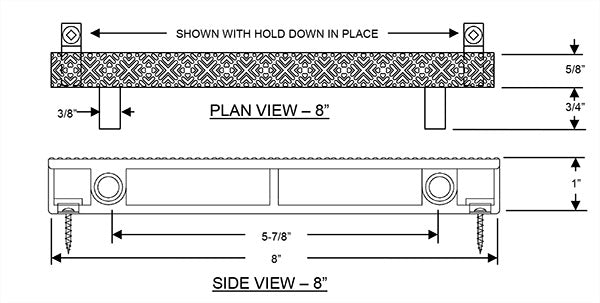 SuperGrip Perpendicular Grating 8 Inch - White - Sold Per Foot