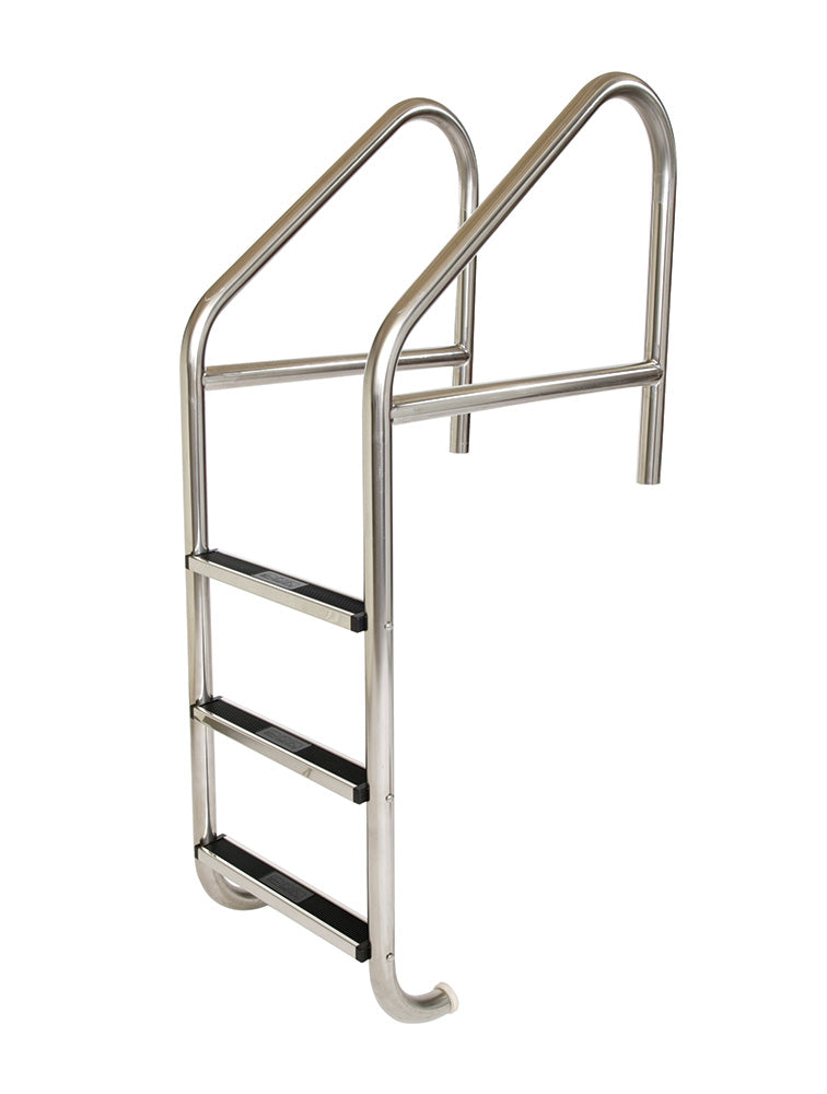 4-Step 35 Inch Crossbrace Commercial Ladder 1.90 O.D. x .120 Inch - Stainless Steel Treads