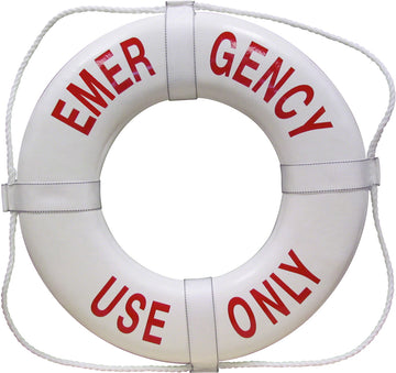 Emergency Use Only USCG Solid Foam 20 Inch Life Ring Buoy - White