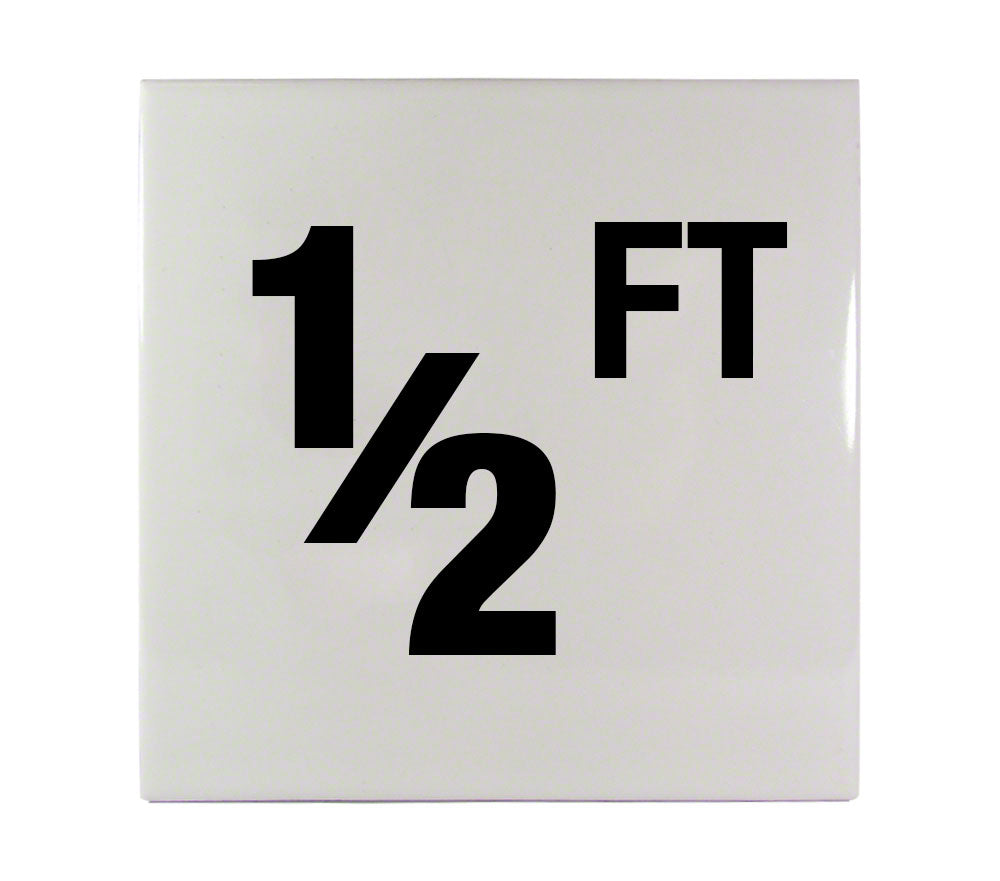 1/2 FT Ceramic Smooth Tile Depth Marker 6 Inch x 6 Inch with 4 Inch Lettering
