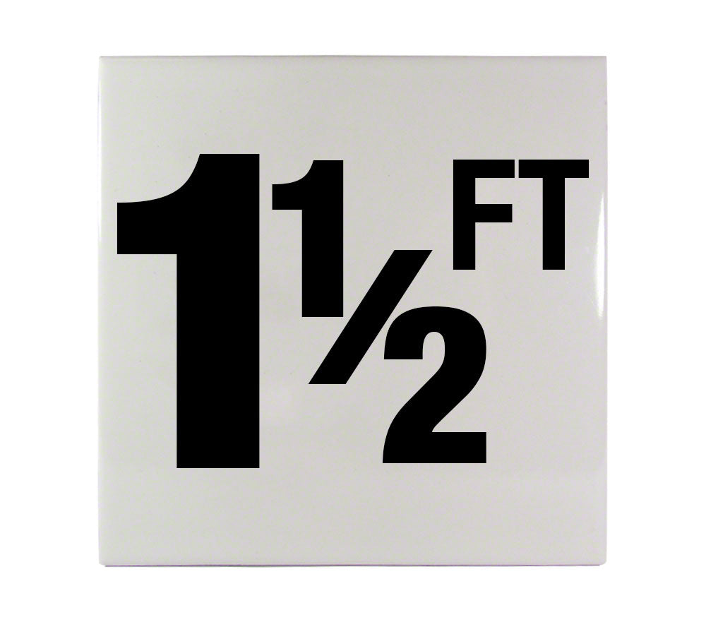 1 1/2 FT Ceramic Smooth Tile Depth Marker 6 Inch x 6 Inch with 4 Inch Lettering