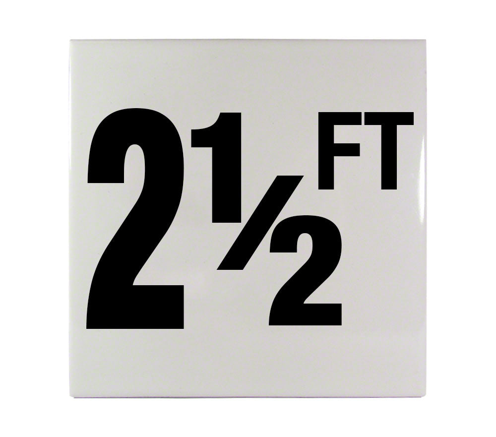 2 1/2 FT Ceramic Smooth Tile Depth Marker 6 Inch x 6 Inch with 4 Inch Lettering