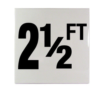 2 1/2 FT Ceramic Smooth Tile Depth Marker 6 Inch x 6 Inch with 4 Inch Lettering