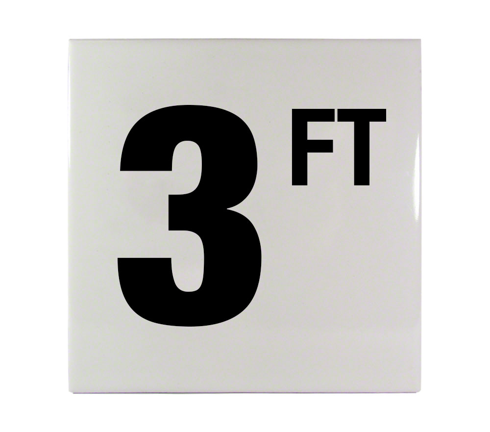 6 Inch Pool Depth Tile 3 FT Ceramic Pool Depth Marker Tile - C610030
