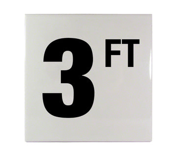 3 FT Ceramic Smooth Tile Depth Marker 6 Inch x 6 Inch with 4 Inch Lettering
