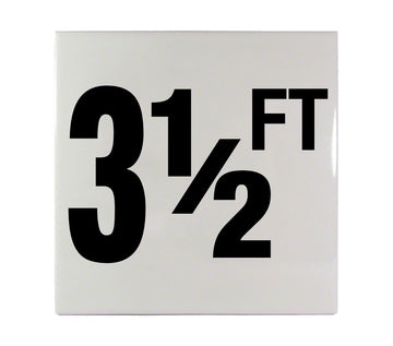 3 1/2 FT Ceramic Smooth Tile Depth Marker 6 Inch x 6 Inch with 4 Inch Lettering