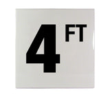 4 FT Ceramic Smooth Tile Depth Marker 6 Inch x 6 Inch with 4 Inch Lettering