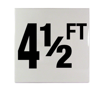 4 1/2 FT Ceramic Smooth Tile Depth Marker 6 Inch x 6 Inch with 4 Inch Lettering