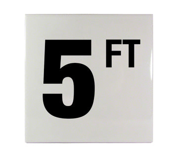 5 FT Ceramic Smooth Tile Depth Marker 6 Inch x 6 Inch with 4 Inch Lettering