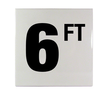 6 FT Ceramic Smooth Tile Depth Marker 6 Inch x 6 Inch with 4 Inch Lettering