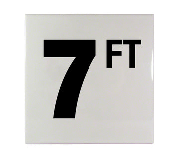 7 FT Ceramic Smooth Tile Depth Marker 6 Inch x 6 Inch with 4 Inch Lettering