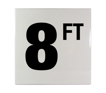 8 FT Ceramic Smooth Tile Depth Marker 6 Inch x 6 Inch with 4 Inch Lettering