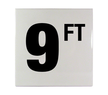 9 FT Ceramic Smooth Tile Depth Marker 6 Inch x 6 Inch with 4 Inch Lettering