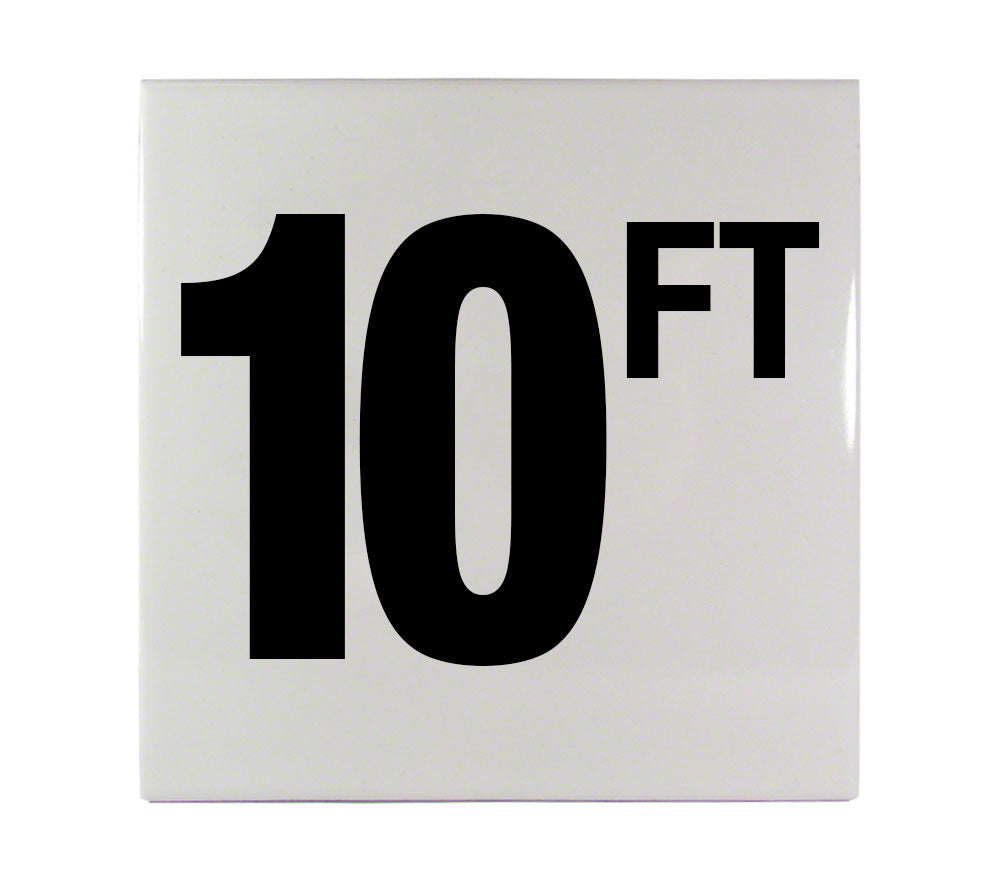 10 FT Ceramic Smooth Tile Depth Marker 6 Inch x 6 Inch with 4 Inch Lettering