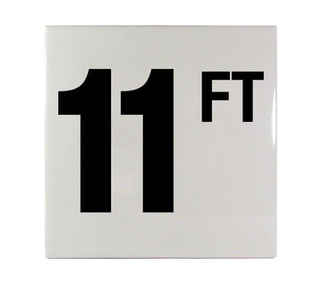 11 FT Ceramic Smooth Tile Depth Marker 6 Inch x 6 Inch with 4 Inch Lettering