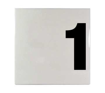 1 Offset Ceramic Smooth Tile Depth Marker 6 Inch x 6 Inch with 4 Inch Lettering