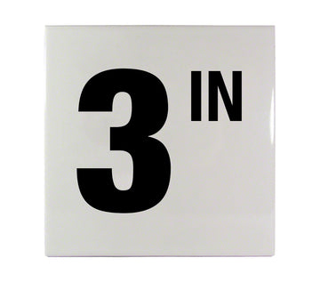 3 IN Ceramic Smooth Tile Depth Marker 6 Inch x 6 Inch with 4 Inch Lettering