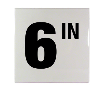 6 IN Ceramic Smooth Tile Depth Marker 6 Inch x 6 Inch with 4 Inch Lettering