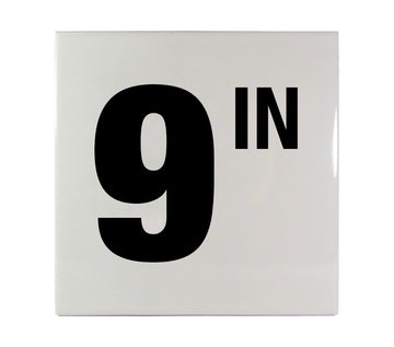 9 IN Ceramic Smooth Tile Depth Marker 6 Inch x 6 Inch with 4 Inch Lettering