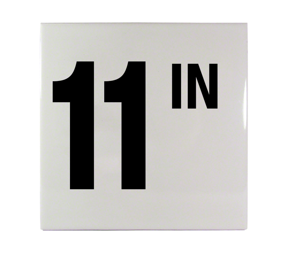 11 IN Ceramic Smooth Tile Depth Marker 6 Inch x 6 Inch with 4 Inch Lettering