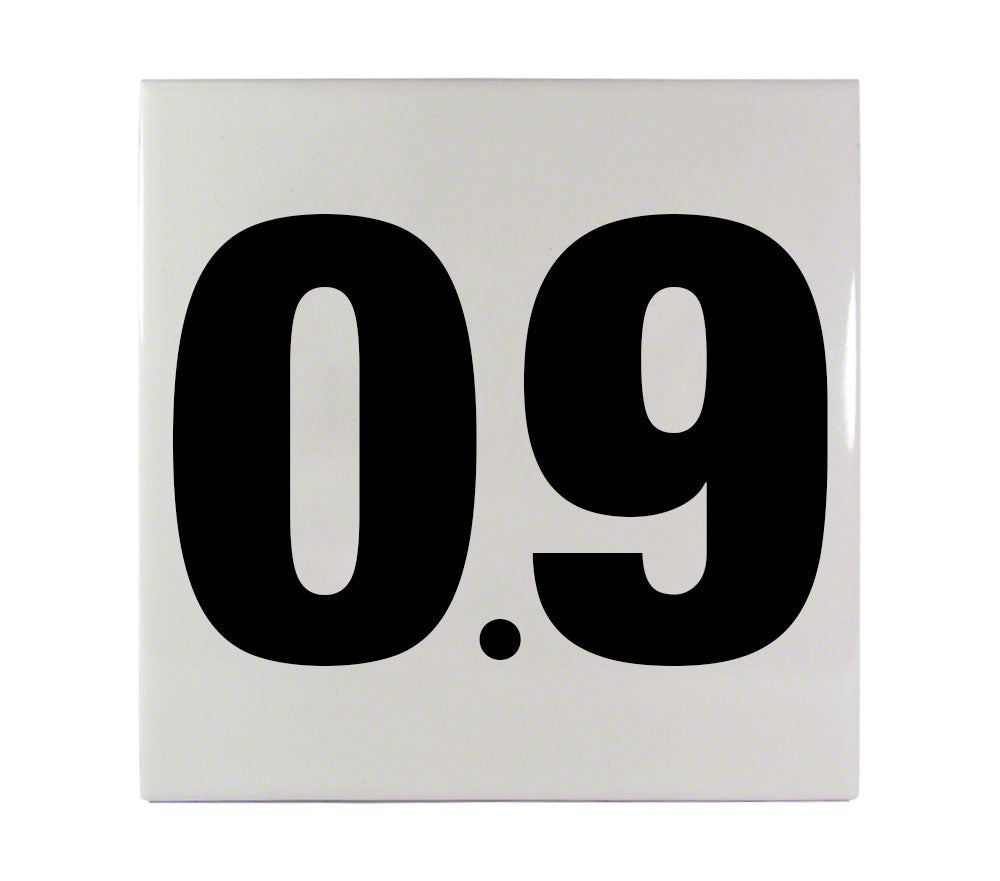 0.9 Ceramic Smooth Tile Depth Marker 6 Inch x 6 Inch with 4 Inch Lettering