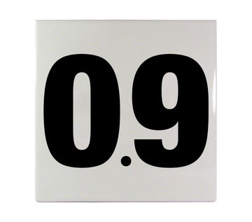 0.9 Ceramic Smooth Tile Depth Marker 6 Inch x 6 Inch with 4 Inch Lettering