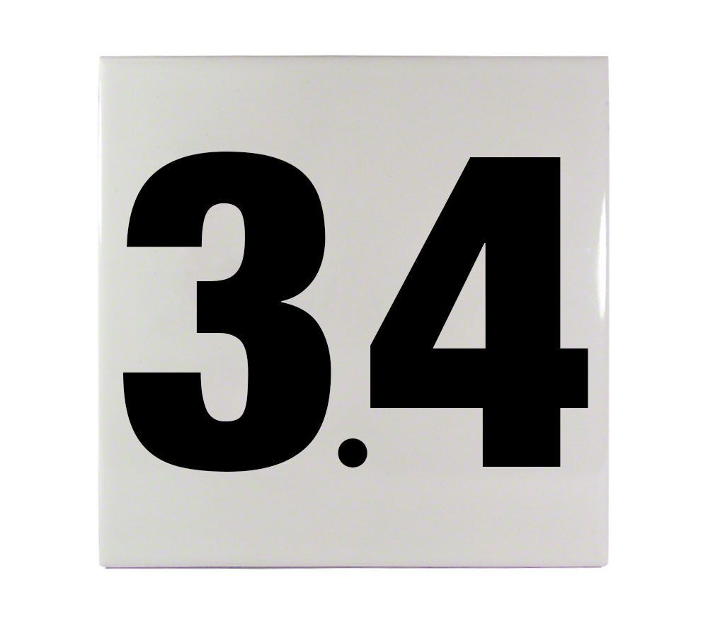 3.4 Ceramic Smooth Tile Depth Marker 6 Inch x 6 Inch with 4 Inch Lettering