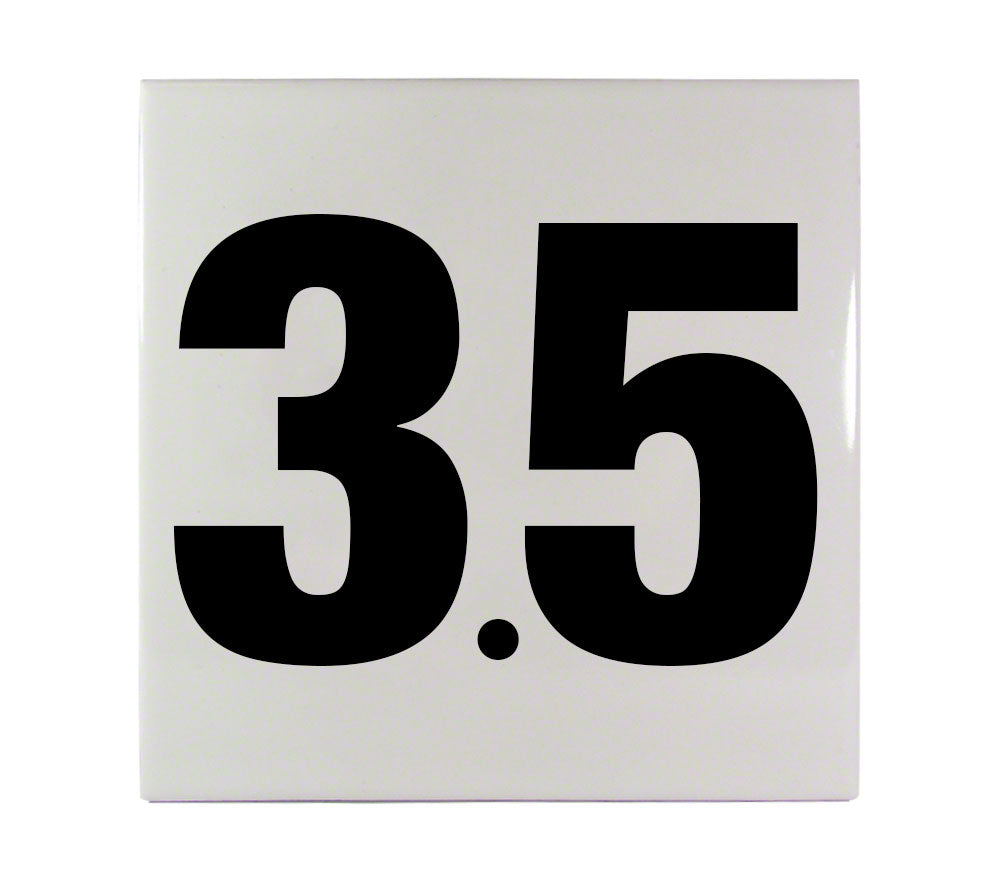 3.5 Ceramic Smooth Tile Depth Marker 6 Inch x 6 Inch with 4 Inch Lettering