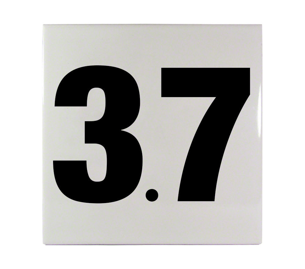 3.7 Ceramic Smooth Tile Depth Marker 6 Inch x 6 Inch with 4 Inch Lettering