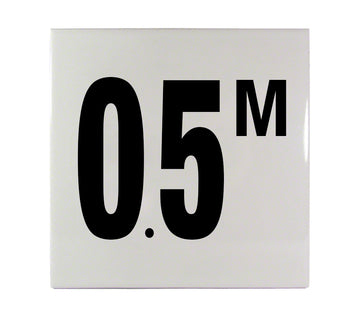 0.5 M Ceramic Smooth Tile Depth Marker 6 Inch x 6 Inch with 4 Inch Lettering