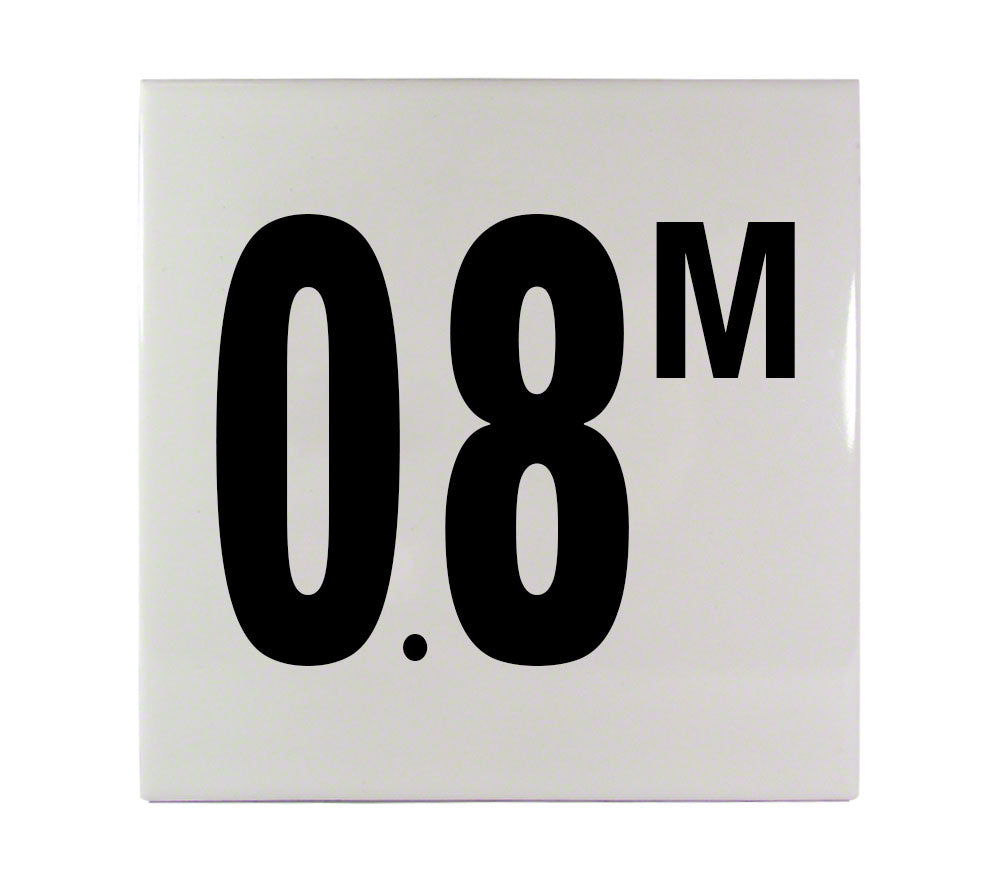 0.8 M Ceramic Smooth Tile Depth Marker 6 Inch x 6 Inch with 4 Inch Lettering
