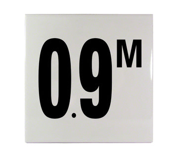 0.9 M Ceramic Smooth Tile Depth Marker 6 Inch x 6 Inch with 4 Inch Lettering
