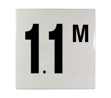1.1 M Ceramic Smooth Tile Depth Marker 6 Inch x 6 Inch with 4 Inch Lettering