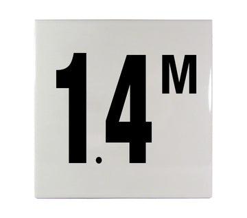 1.4 M Ceramic Smooth Tile Depth Marker 6 Inch x 6 Inch with 4 Inch Lettering