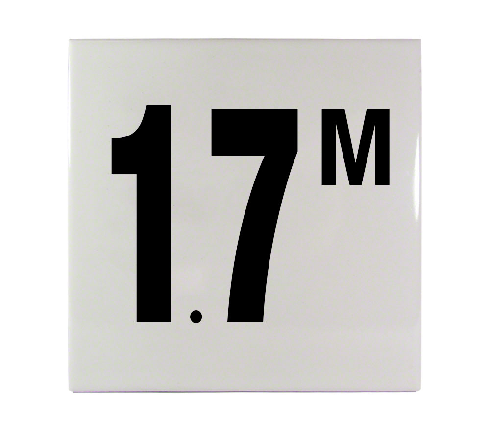 1.7 M Ceramic Smooth Tile Depth Marker 6 Inch x 6 Inch with 4 Inch Lettering