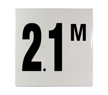 2.1 M Ceramic Smooth Tile Depth Marker 6 Inch x 6 Inch with 4 Inch Lettering