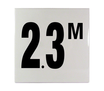 2.3 M Ceramic Smooth Tile Depth Marker 6 Inch x 6 Inch with 4 Inch Lettering