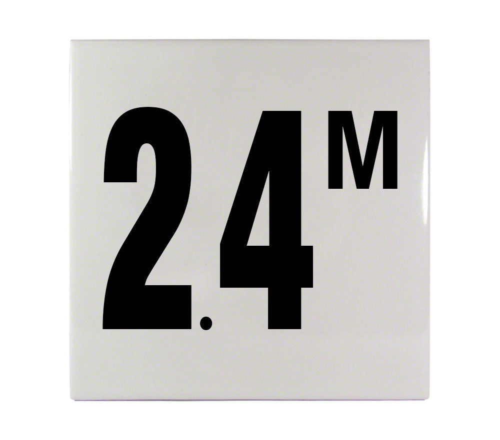 2.4 M Ceramic Smooth Tile Depth Marker 6 Inch x 6 Inch with 4 Inch Lettering